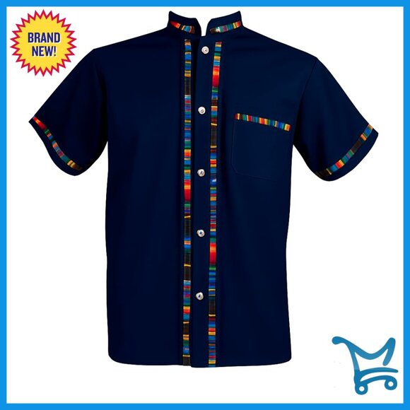Men's Short Sleeve Guayabera Shirt 100% Cotton Handmade Embroidery
